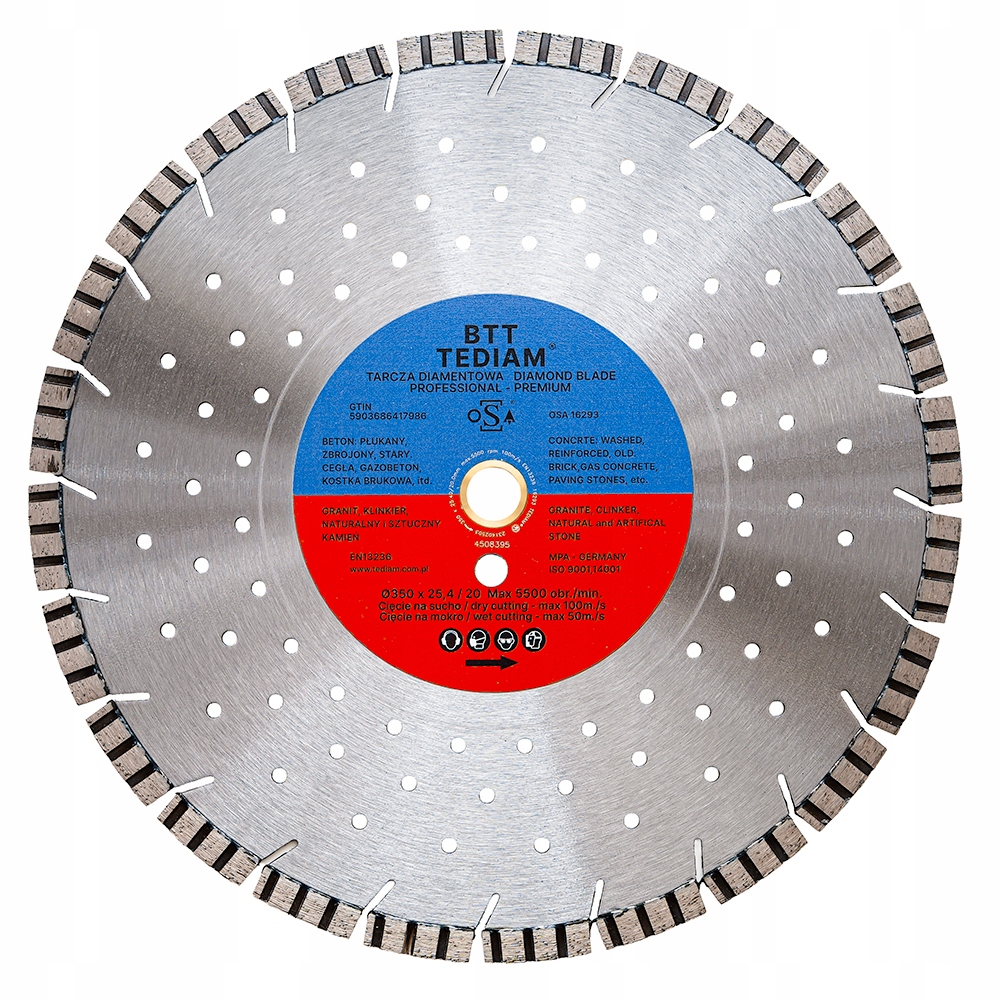 Diamantový Kotouč 350x25,4 mm Beton Granit Bruk Obrubníky Premium Silné