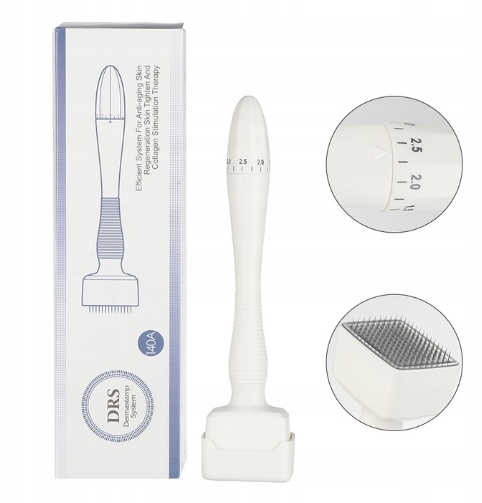 Derma roller s nastavitelnou délkou jehel 0 – 3 mm pro obličej a pokožku hlavy
