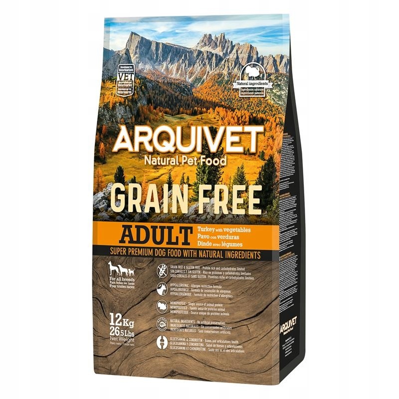 Levně Arquivet Grain Free Krůta se zeleninou 12 kg bez obilovin