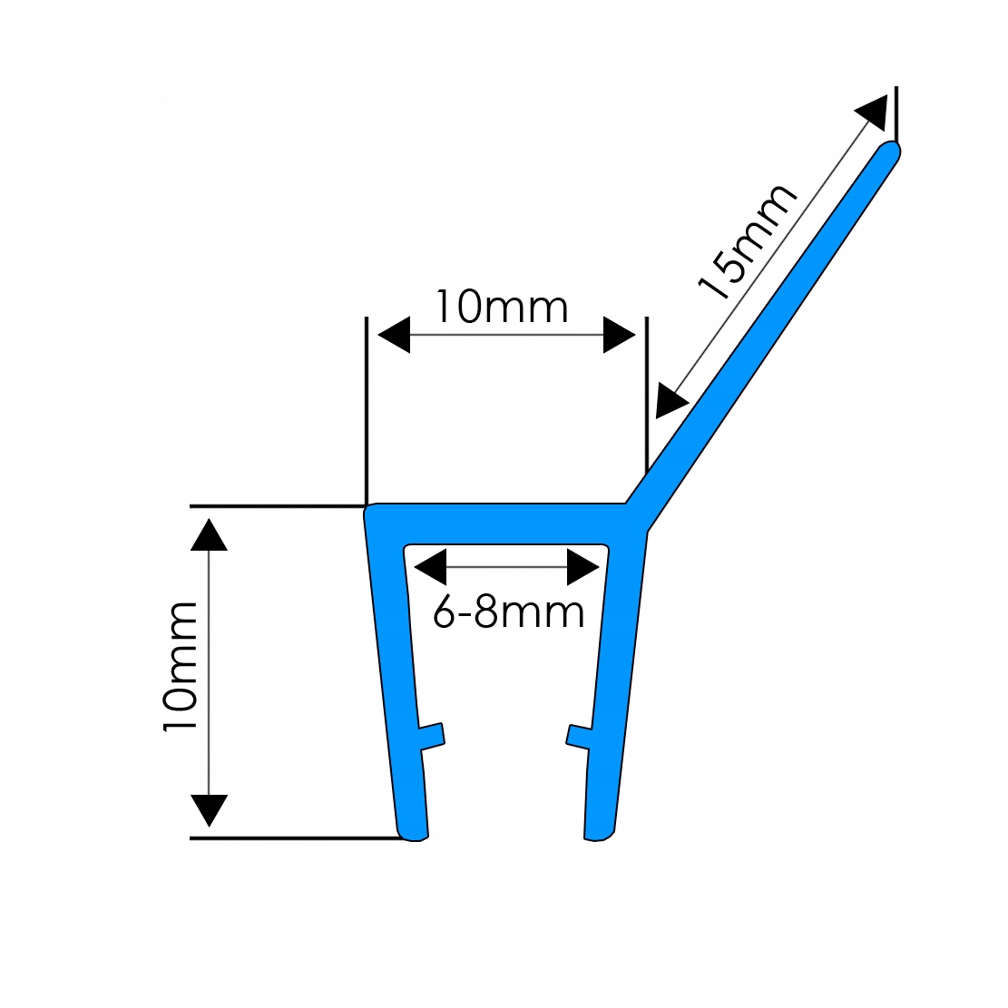 62CM USZCZELKA SILIKONOWA NA SZYBĘ DO KABINY PRYSZNICA NATRYSKU 6 7 8 MM Typ uszczelnianie