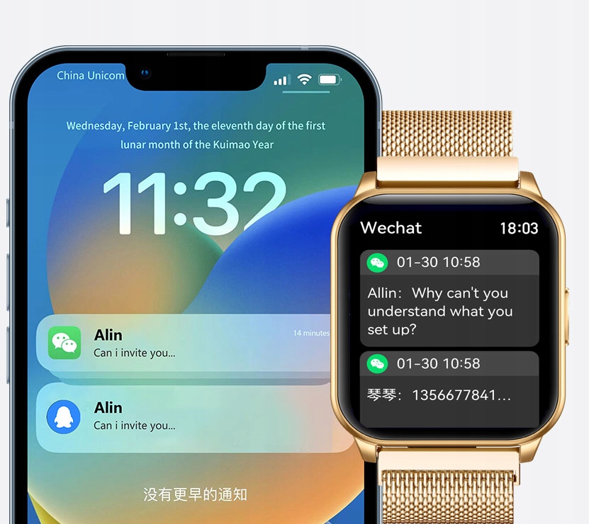 SMARTWATCH ZEGAREK DAMSKI Z FUNKCJA ROZMOWY SPORT ZDROWIE ZLOTY DAMSKIE Marka WonderWatch