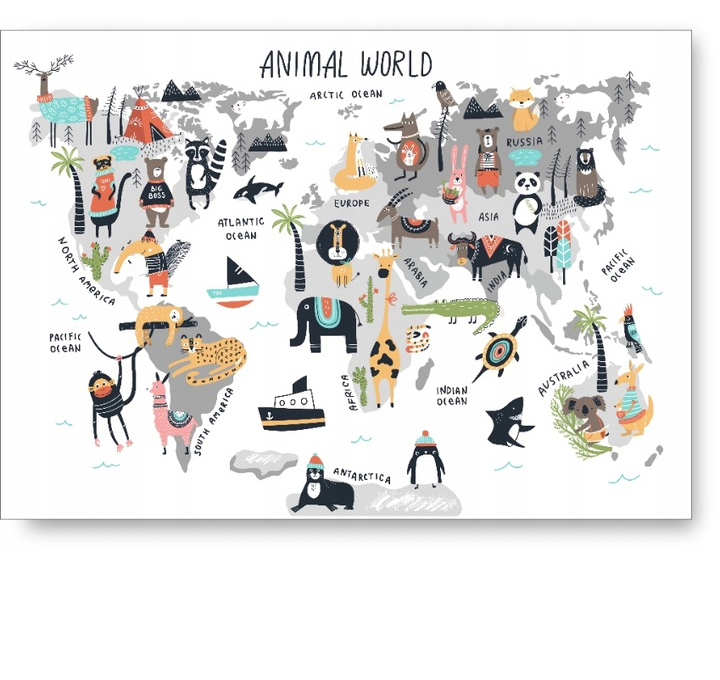 

Animal Maps Obrazek 40x50 plakat, grafika dzieci
