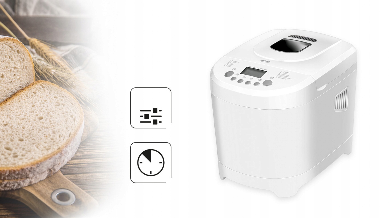 WYPIEKACZ DO CHLEBA 12 PROGRAMÓW 600W + FORMA Kolor dominujący biały