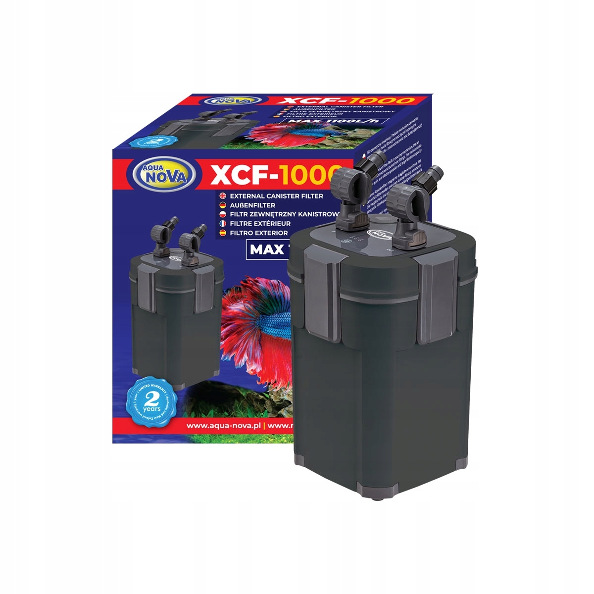 Aqua Nova XCF-1000 [1000l h] UV-7W filtr zewnętrzny do akwarium