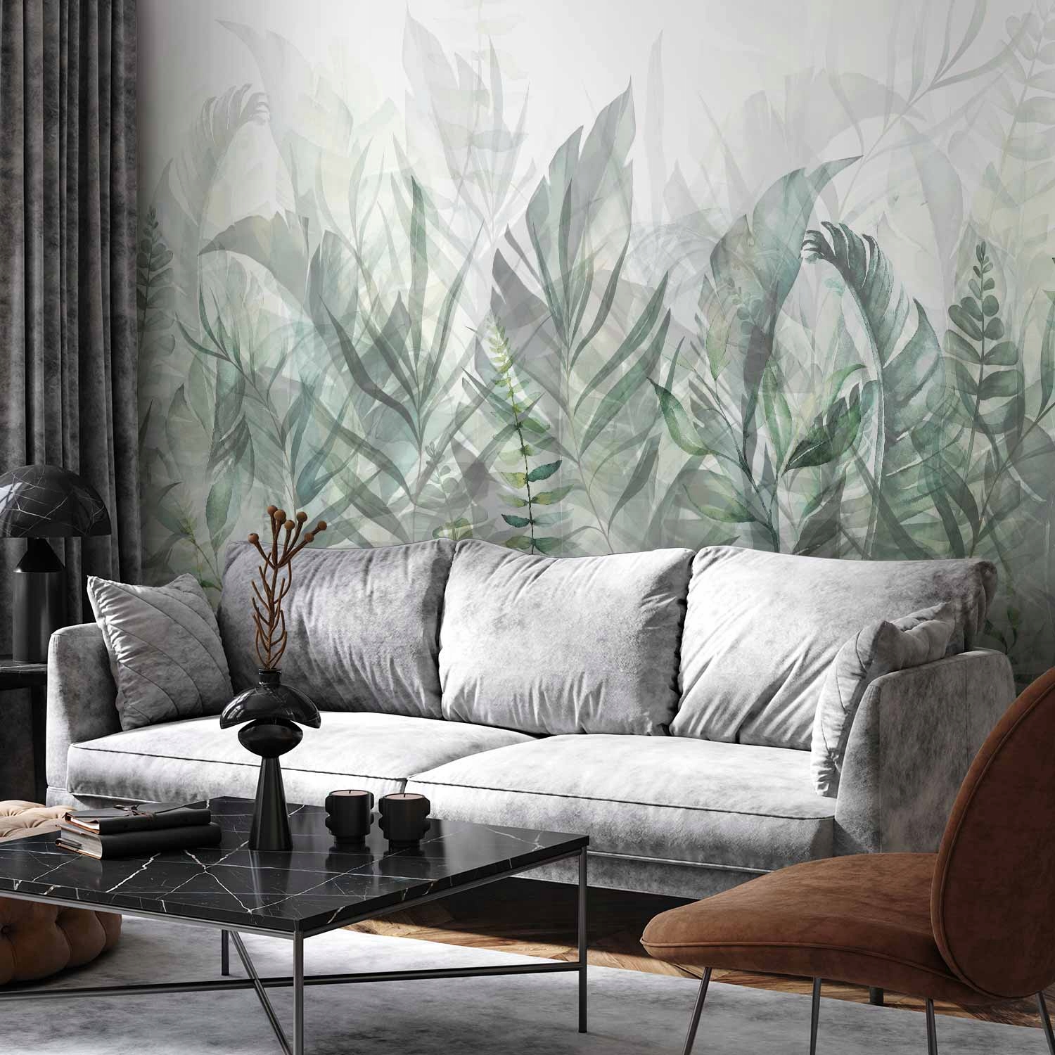 FOTOTAPETA LIŚCIE NATURA ZIELONA DŻUNGLA GĄSZCZ DO SALONU NA ŚCIANĘ 350x256 Szerokość produktu 350 cm