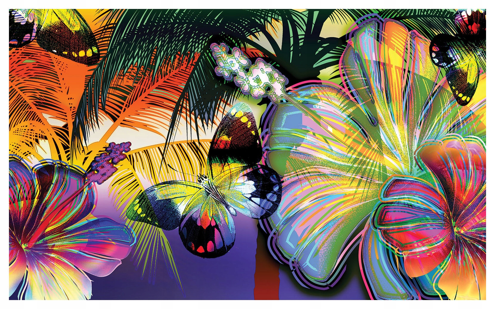 Fototapeta Tropické kvety motýle vinylová 254x184 lepidlo