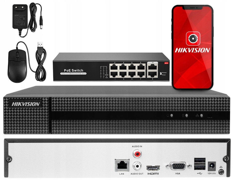

Rejestrator Ip Hikvision na 8 Kamer Switch PoE
