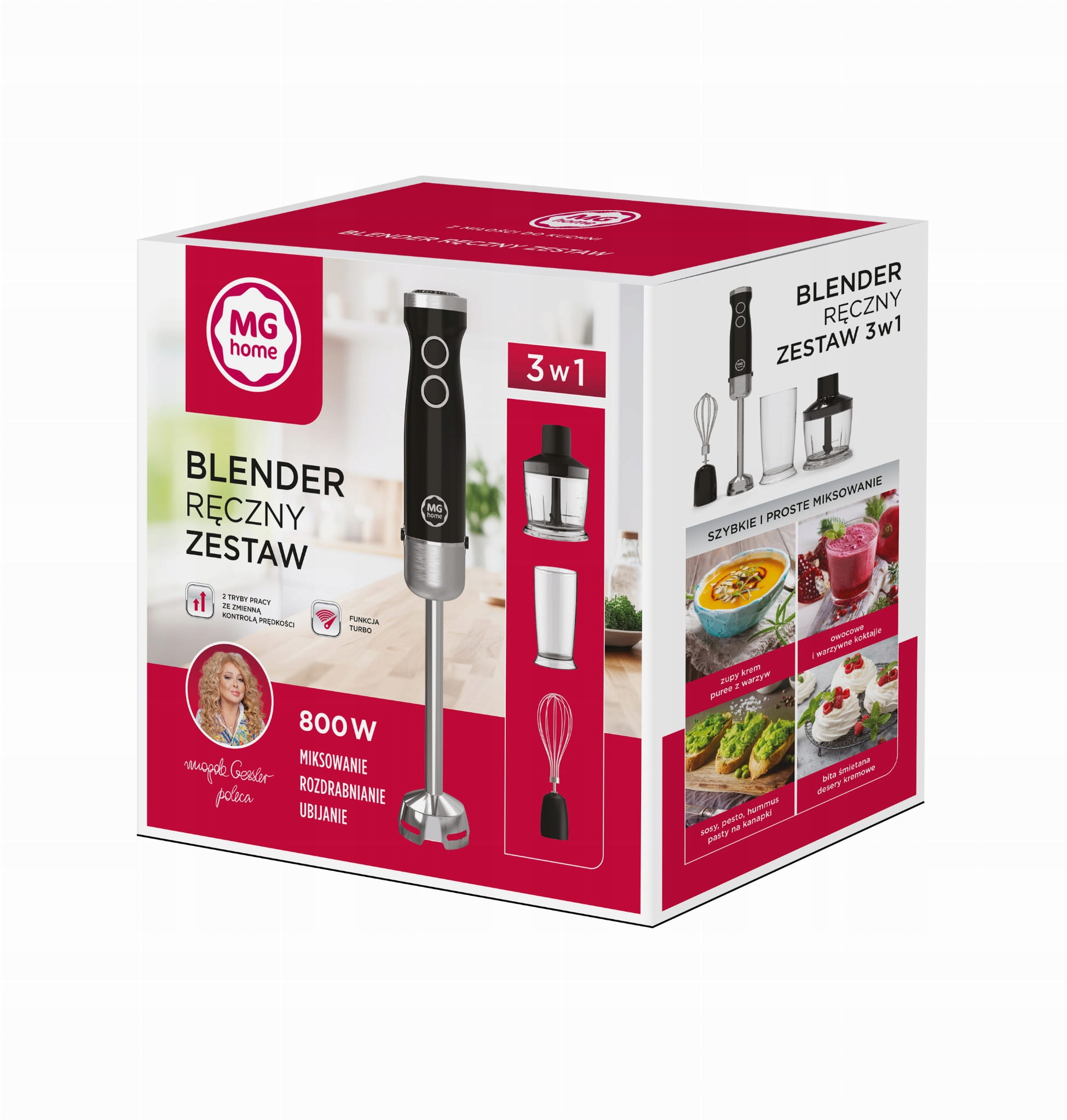 Ruční Mixér 800W W1 Mixování Šlehání Drcení Mg Home Turbo