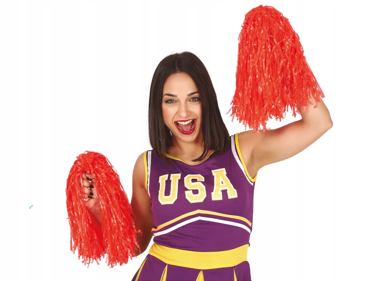 

Pompony cheerleaderki czirliderki czerwone 2 szt