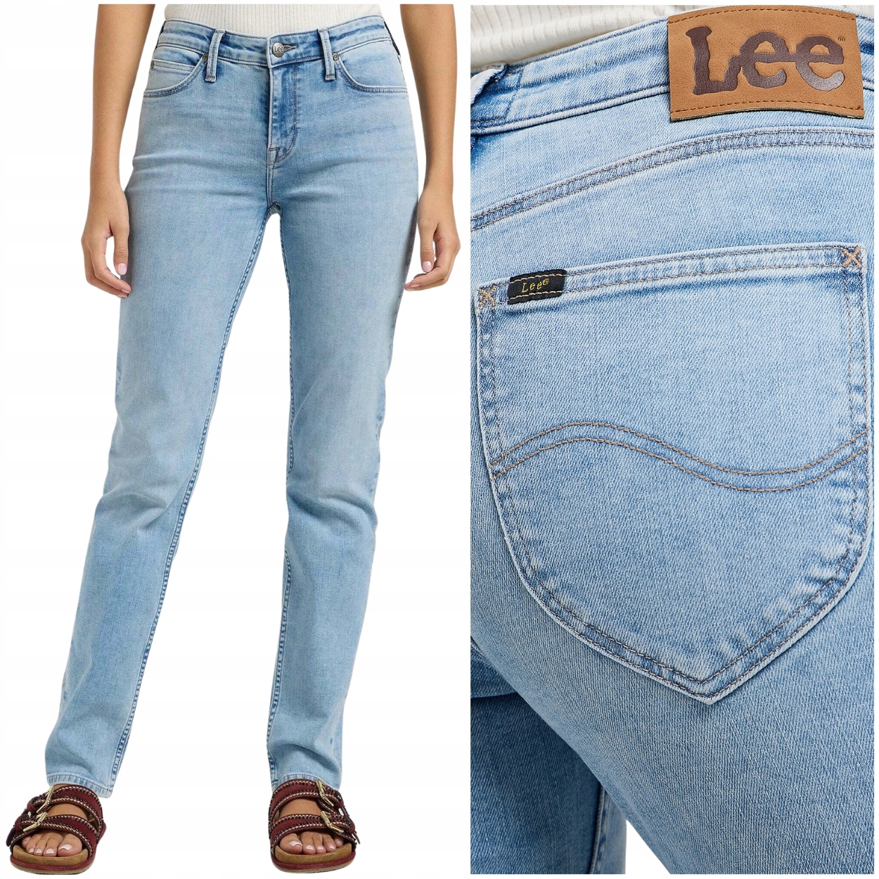 Lee Marion Straight Light Azul jednoduché dámské džínové kalhoty W29 L31
