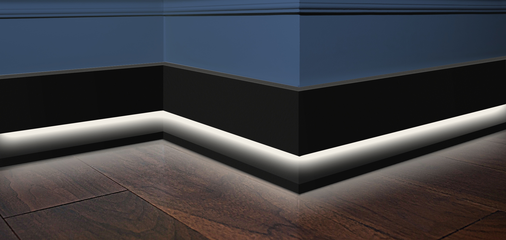 80x16 mm LISTWA PRZYPODŁOGOWA CZARNA LED MDF DEKORACYJNA COKÓŁ Szerokość 16 mm