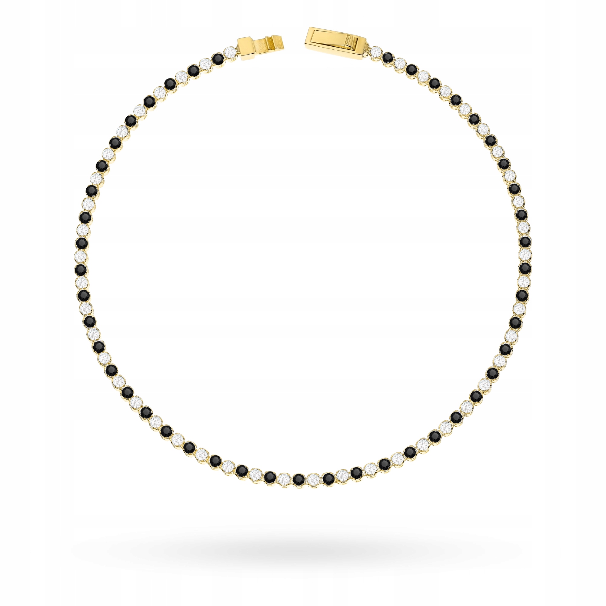 Zlatý Náramek Dámský pr. 585 Černé a Bílé Zirkony 14k Krabička