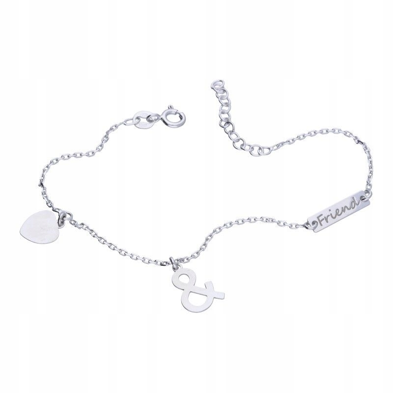 Stříbrný náramek ryzosti 925 rhodiovaný se srdcem jako dárek 1.86 g