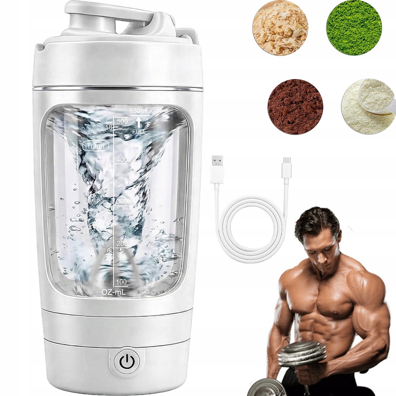 Shaker Blender Do Białek Mikser Elektryczny Do Shake Usb 1200MAH 630ML