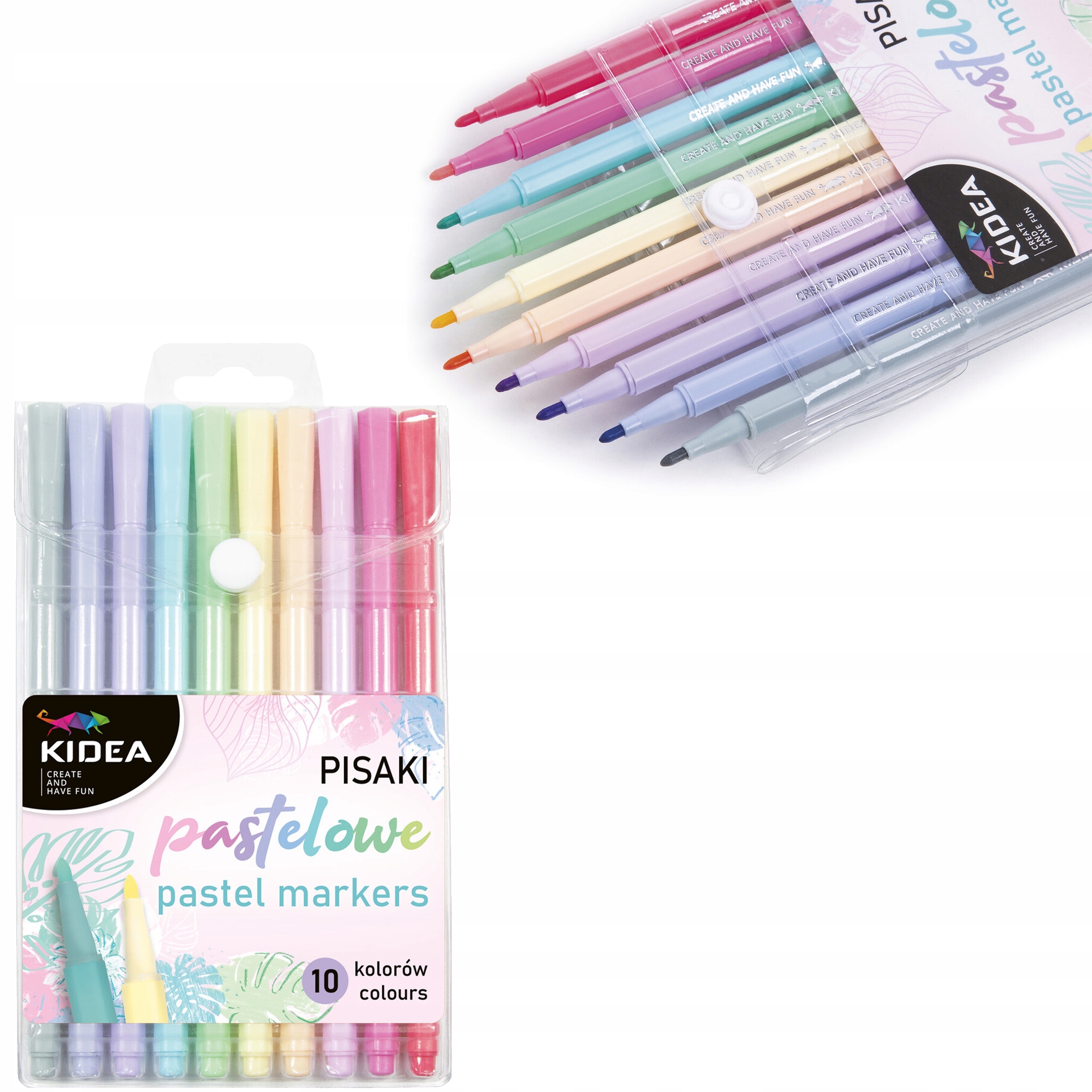 PISAKI FLAMASTRY PASTELOWE ZESTAW 10 KOLORÓW KIDEA