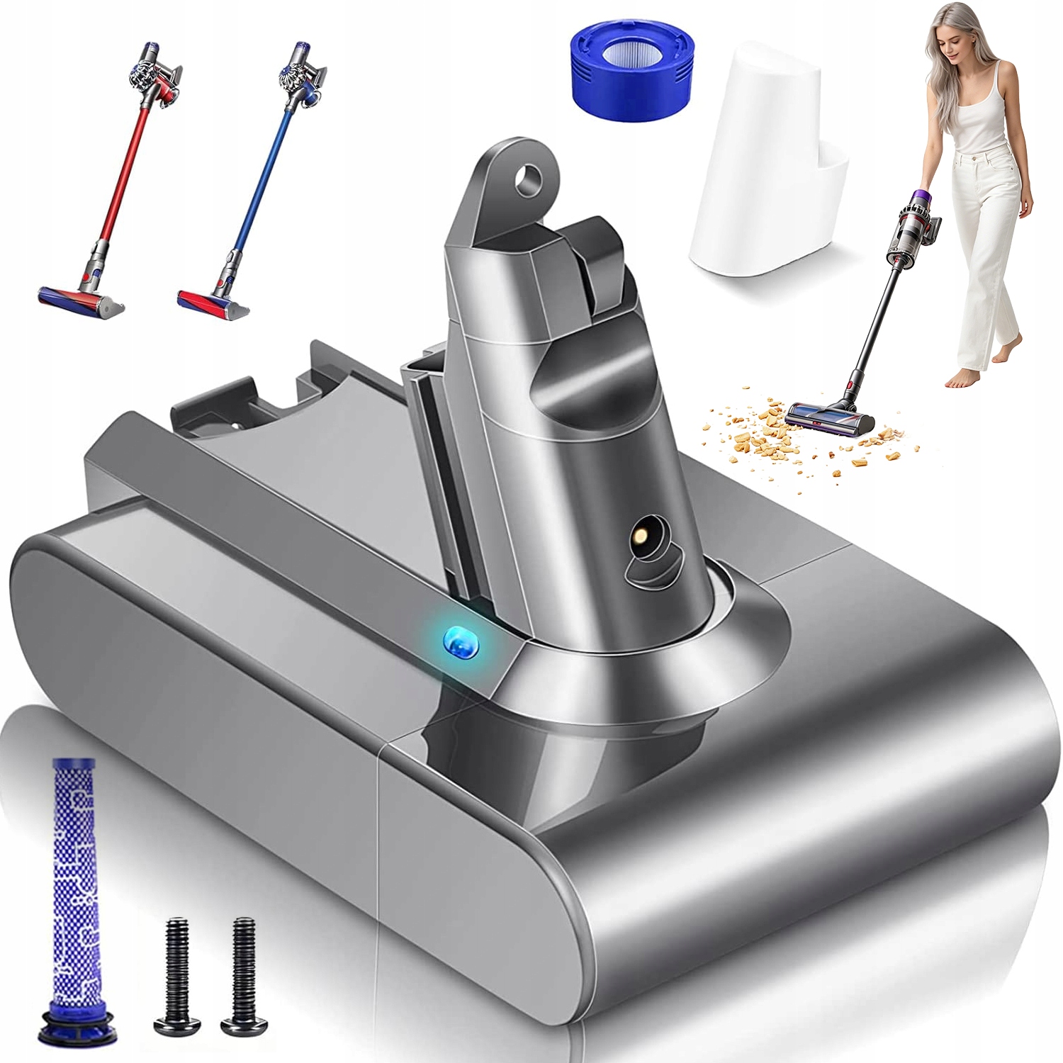 Akumulator Bateria Do Odkurzacza Dyson V6 SV03 DC62 Z Filtrem 6000MAH