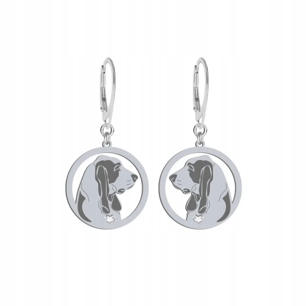 Stříbrné Náušnice s španělským honičským psem 925 Bigiel Dárek Gravírování Bonus