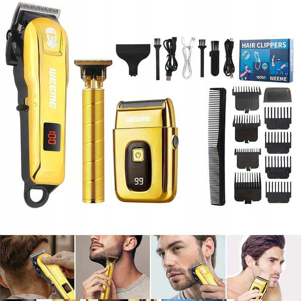 Profesionální Bezdrátový Zastřihovač Vlasů Wet&dry Usb Sada 11V1