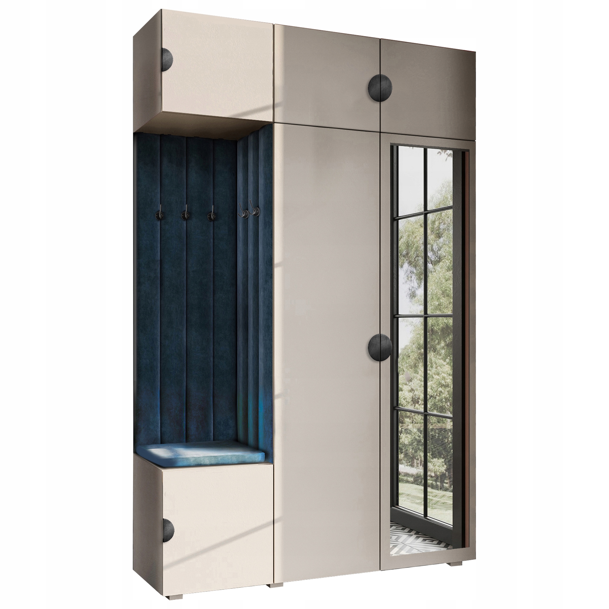 Šatník Do Předsíně Sedák Nadstavka Zrcadlo Kašmír Černý Moon 74