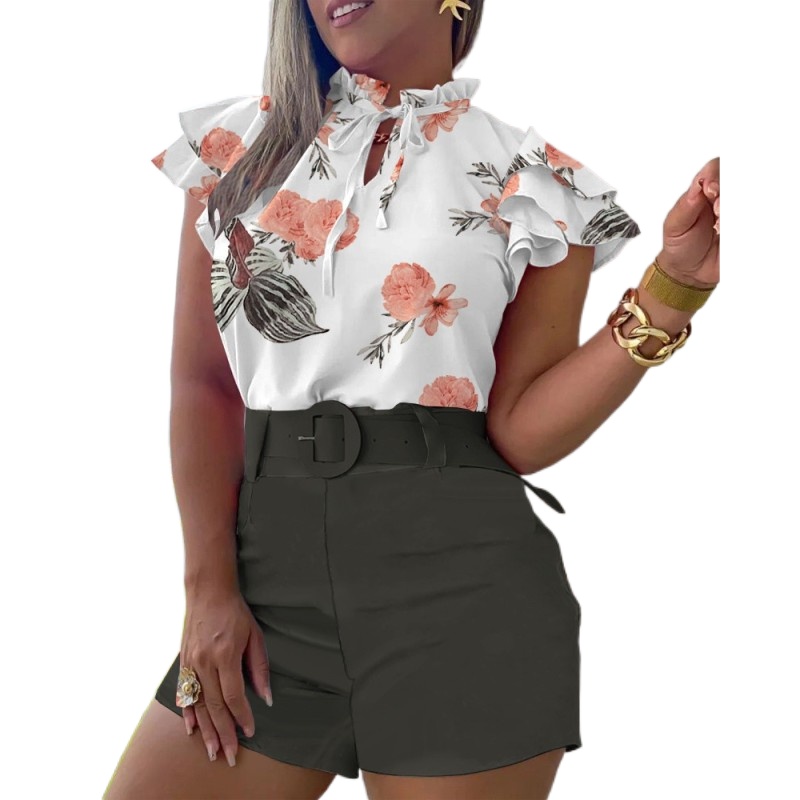 LATO DAMSKA ELEGANCKA KOSZULA+SZORTY DAMSKIE