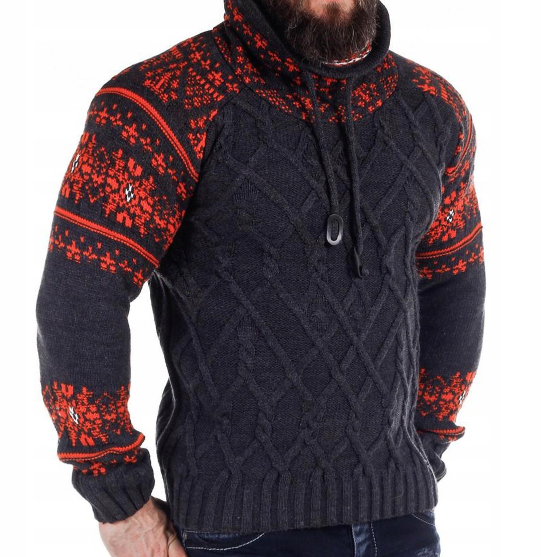 Pánský Svetr Mikina Se Stojáčkem Nákrčník Norský Vzor