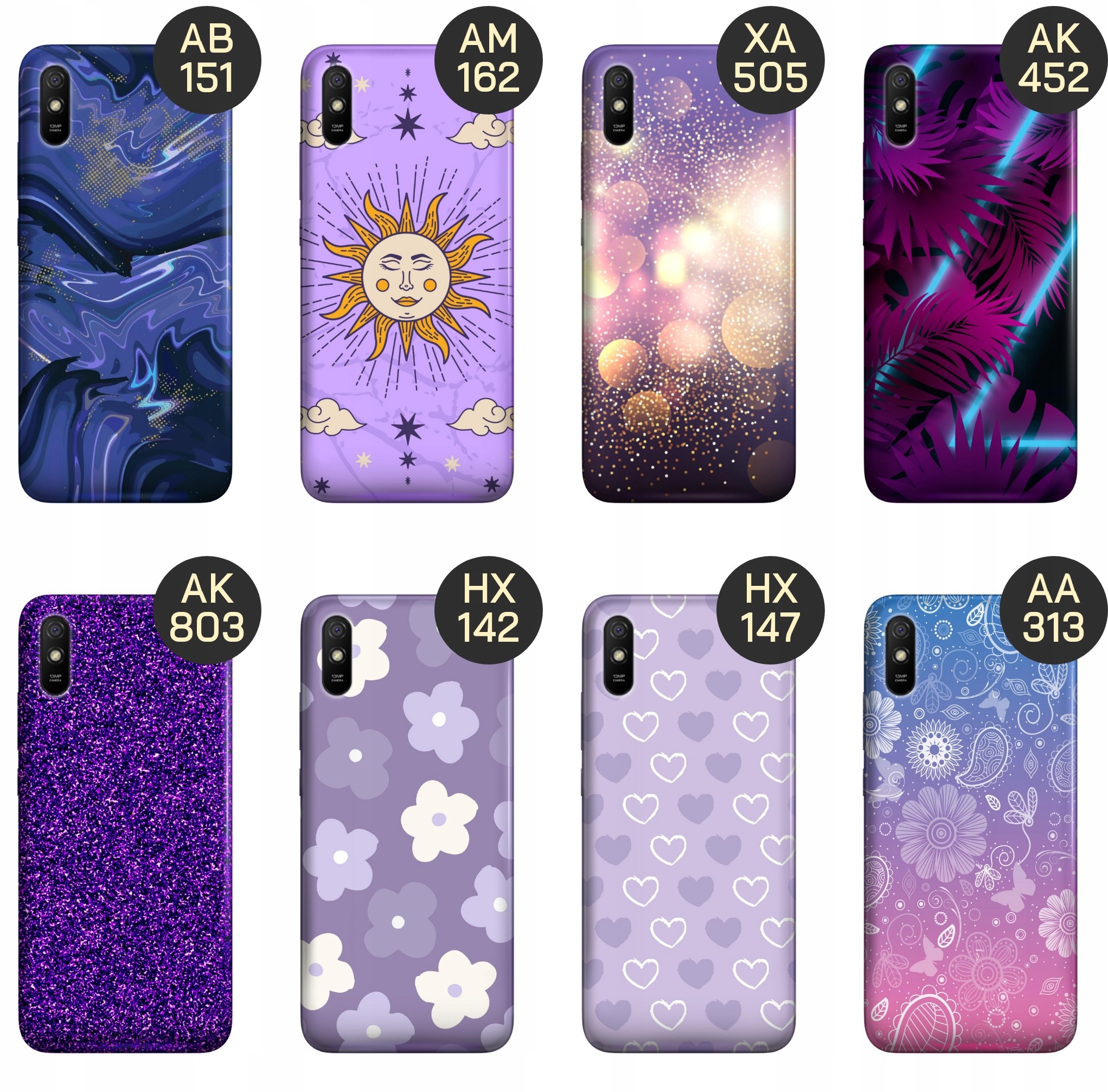 ETUI DO XIAOMI REDMI 9A WZORY FIOLETOWE FIOLET KSZTAŁTY OBUDOWA POKROWIEC Marka Hello Case