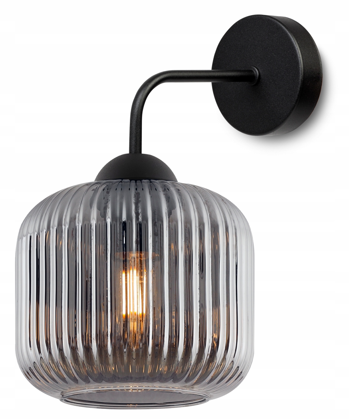 Lampa Ścienna Kinkiet Ścienny Grafitowy Czarny Do Sypialni Salonu Ryflowany