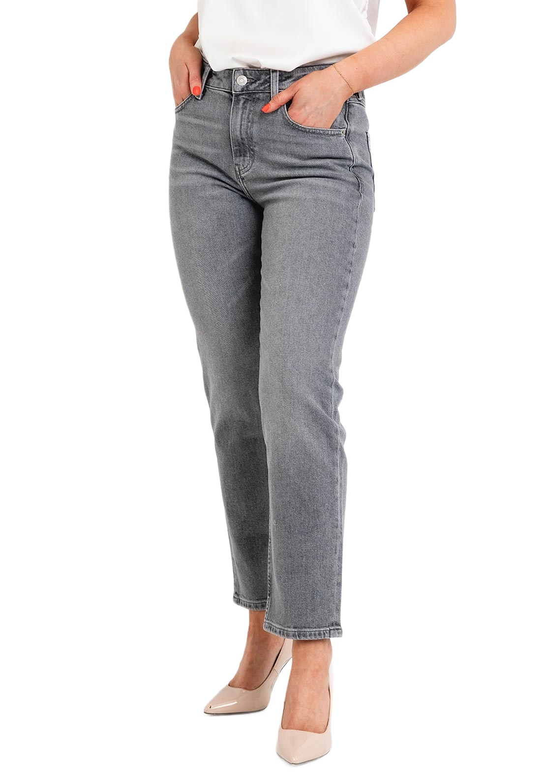 Tommy Hilfiger Šedé Džíny Úzké Nohavice S Vysokým Pasem Bavlna 27x32 6BA