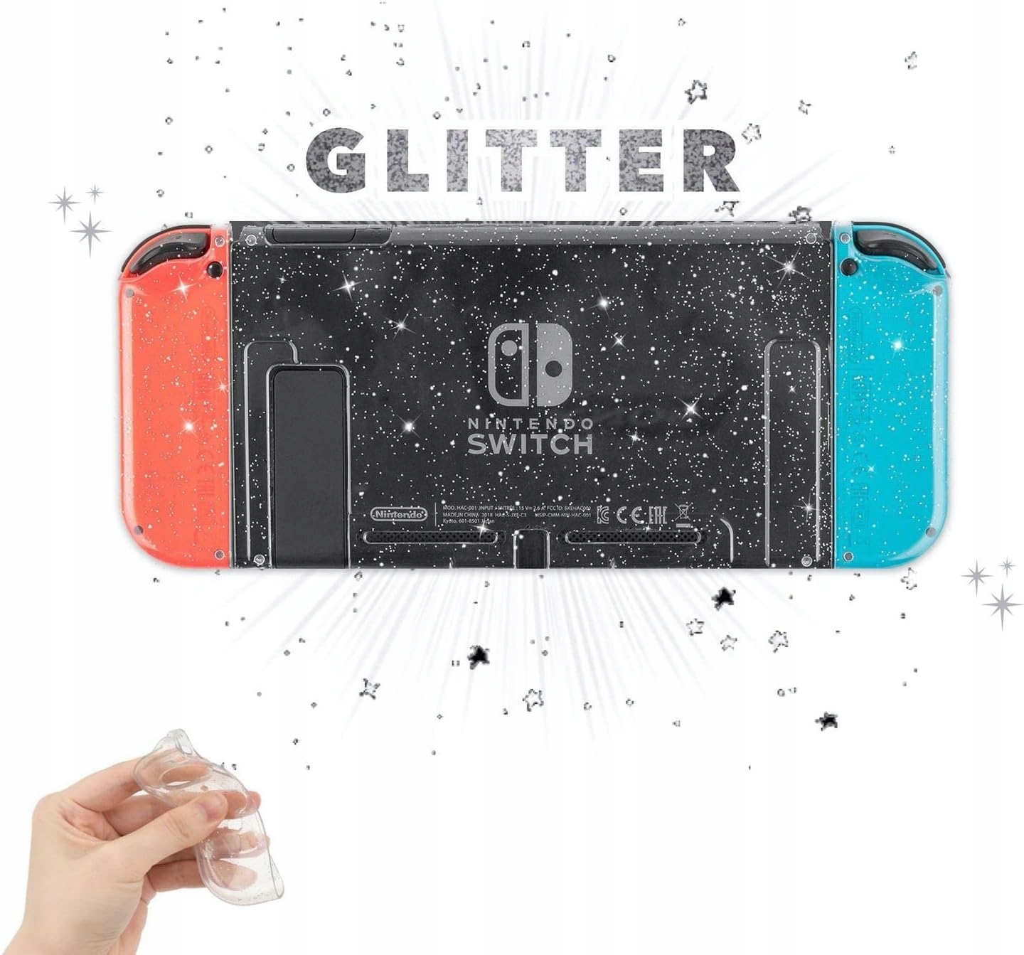 ETUI OCHRONNE NA NINTENDO SWITCH JOY CON BEZBARWNE Z BROKATEM BŁYSZCZĄCE
