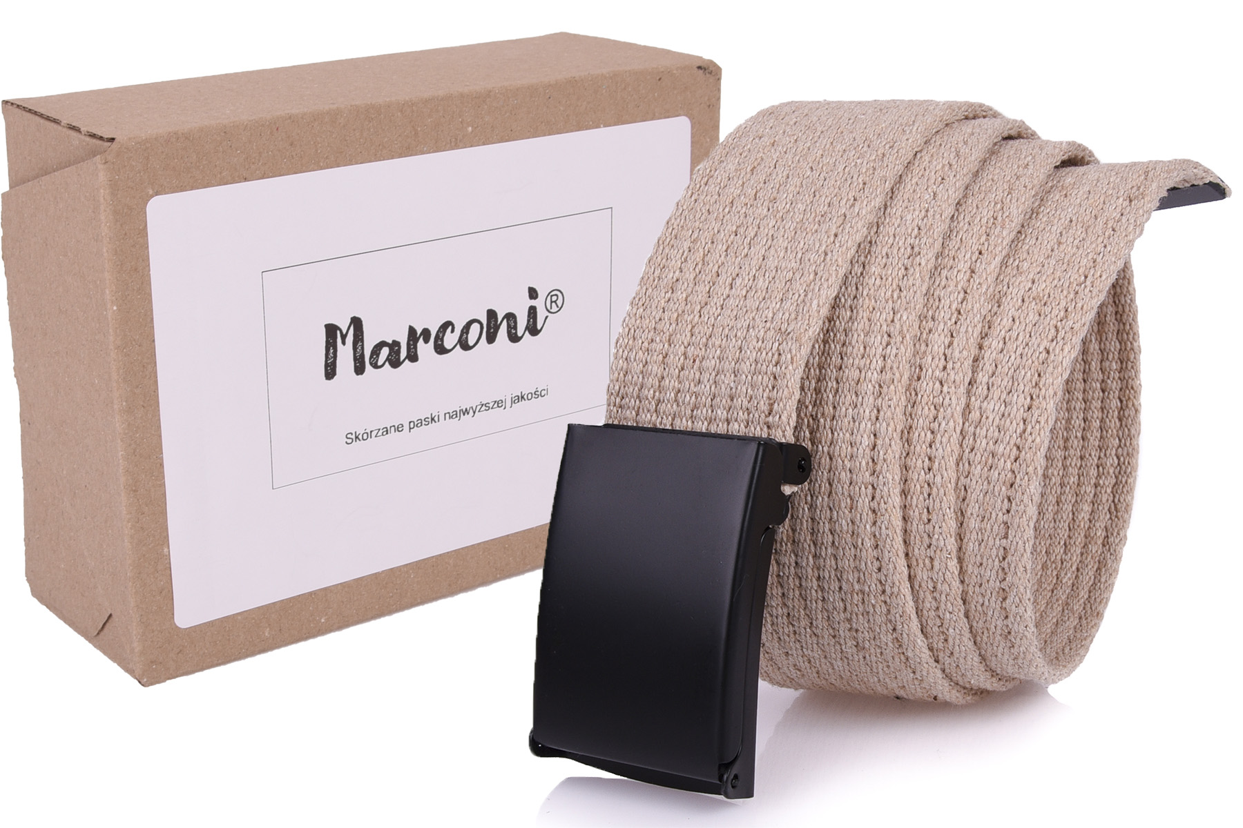 

Bawełniany Pasek 4cm Parciany Jeans Beżowy
