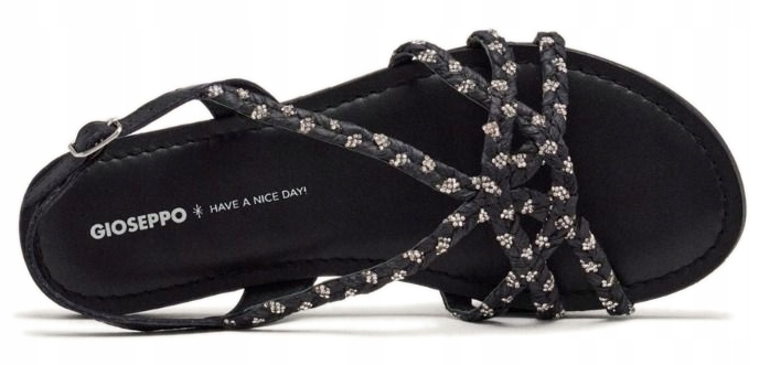 Gioseppo černé dámské kožené sandály na plochém podpatku 40