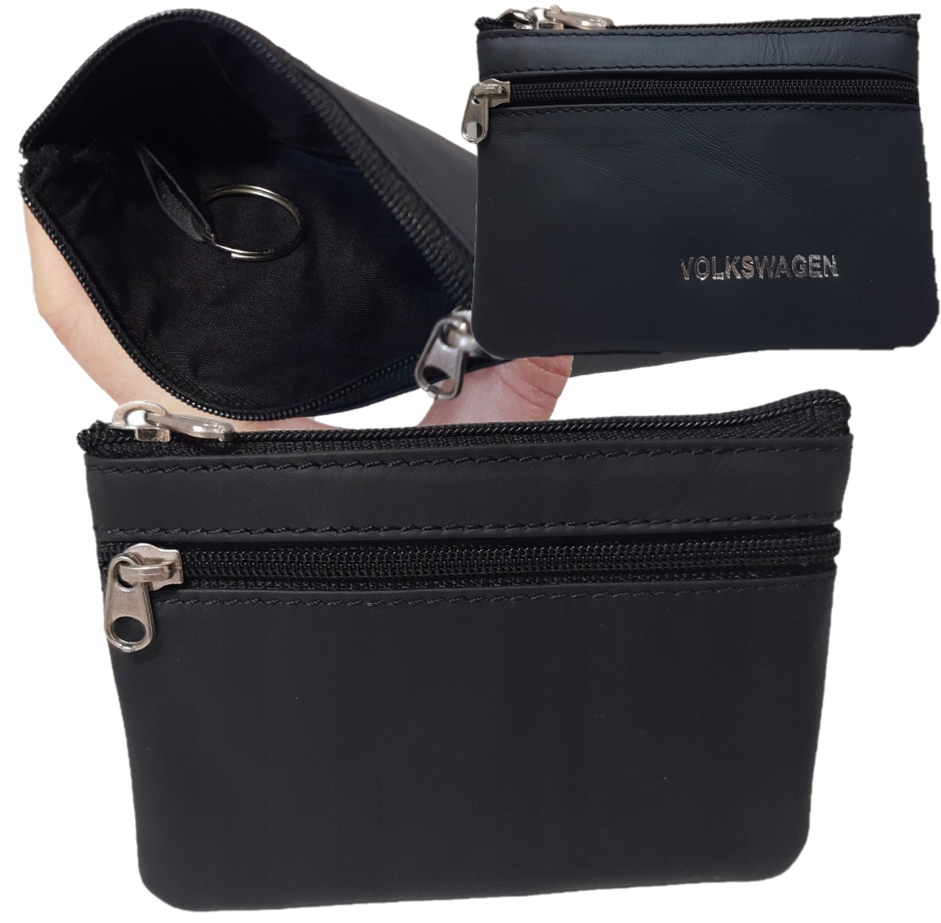 Etui Skórzane Portfel Na Klucze Kluczyk Samochodowy 2 Kieszenie Volkswagen