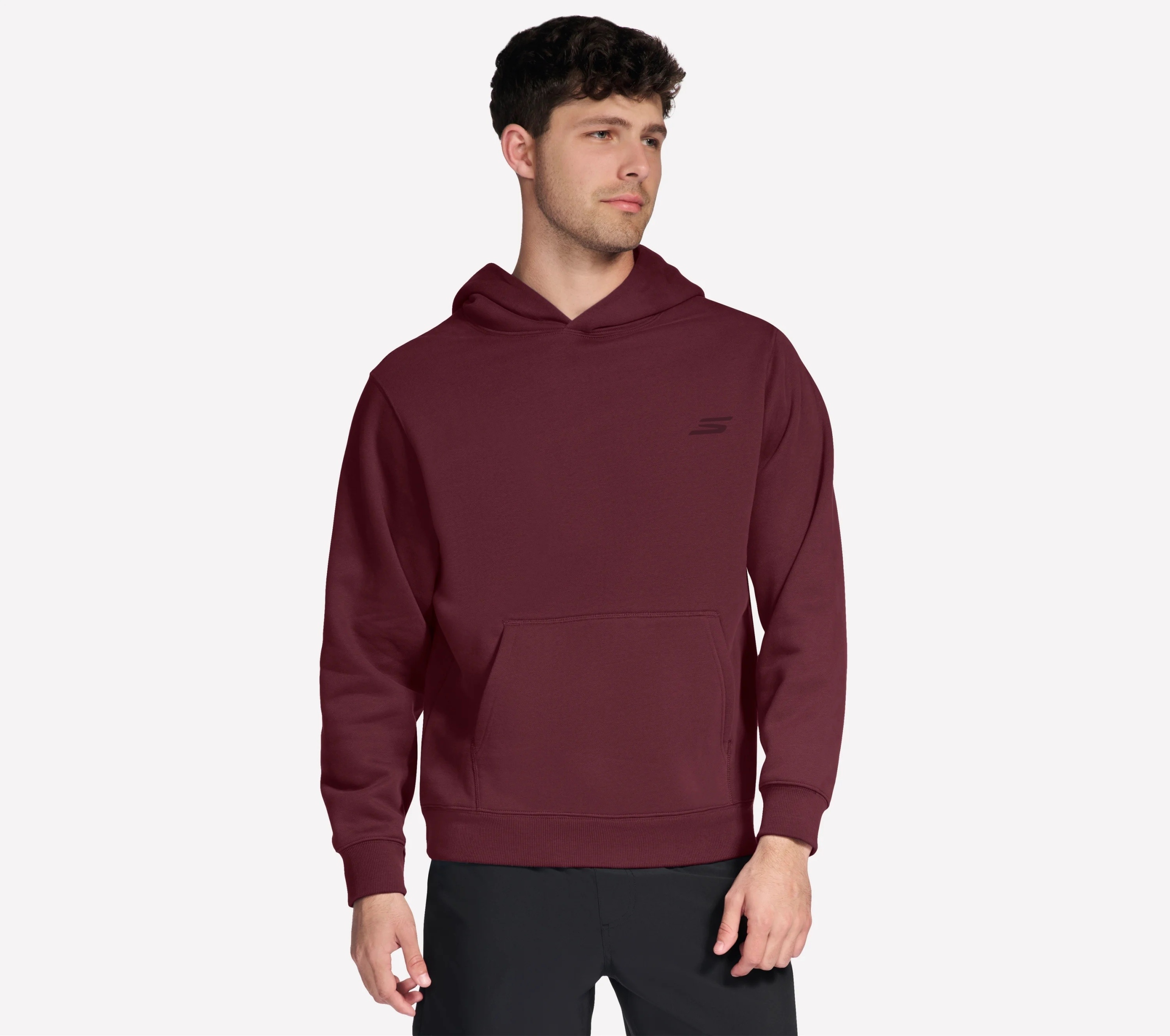 Pánská mikina Skechers Max Soft Hoodie burgundská HD90 Burg
