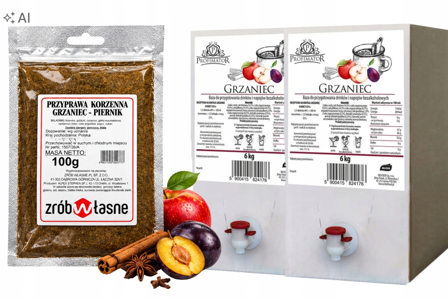 2 x Koncentrat grzaniec+ przyprawa korzenna do grzańca 6 kg