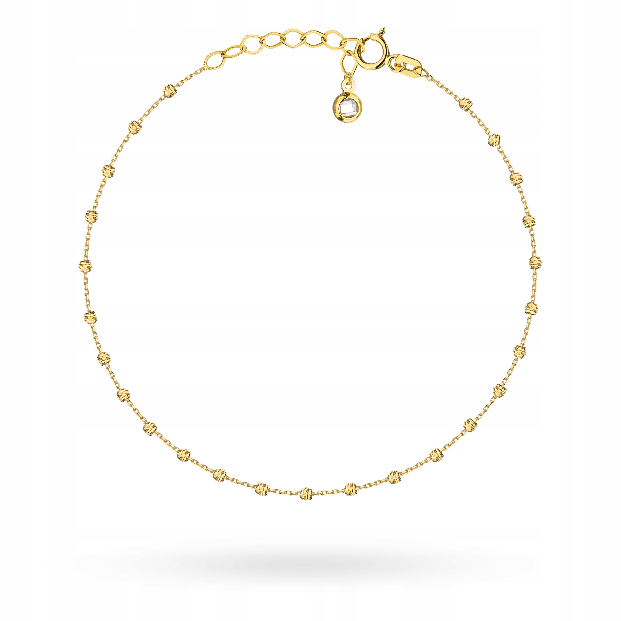 Zlatý Dámský Náramek pr. 585 14k Korálky a Bílá Zirkon Krabička