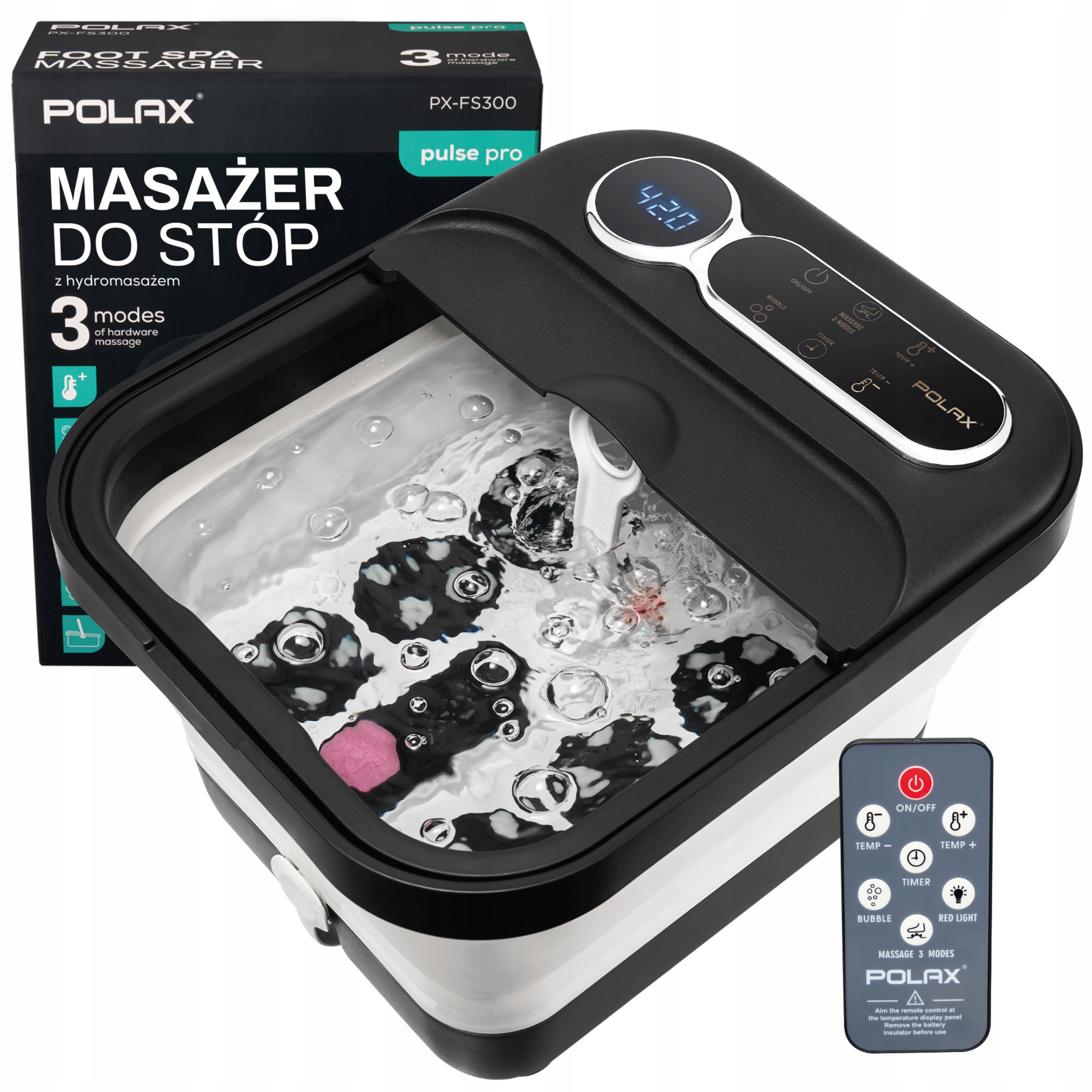 Wanna do stóp masażer wodny Polax Led panel dotykowy pilot 500W Spa