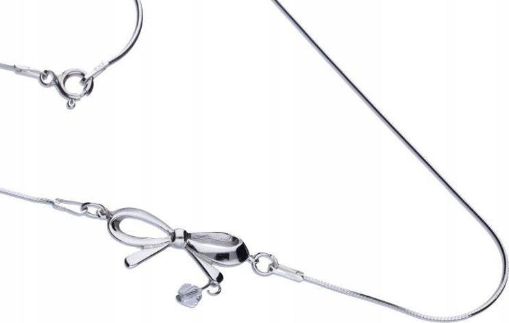 Stříbrný náhrdelník 925 mašlička křišťál 4,06 g s přívěskem, módní dámský vzor