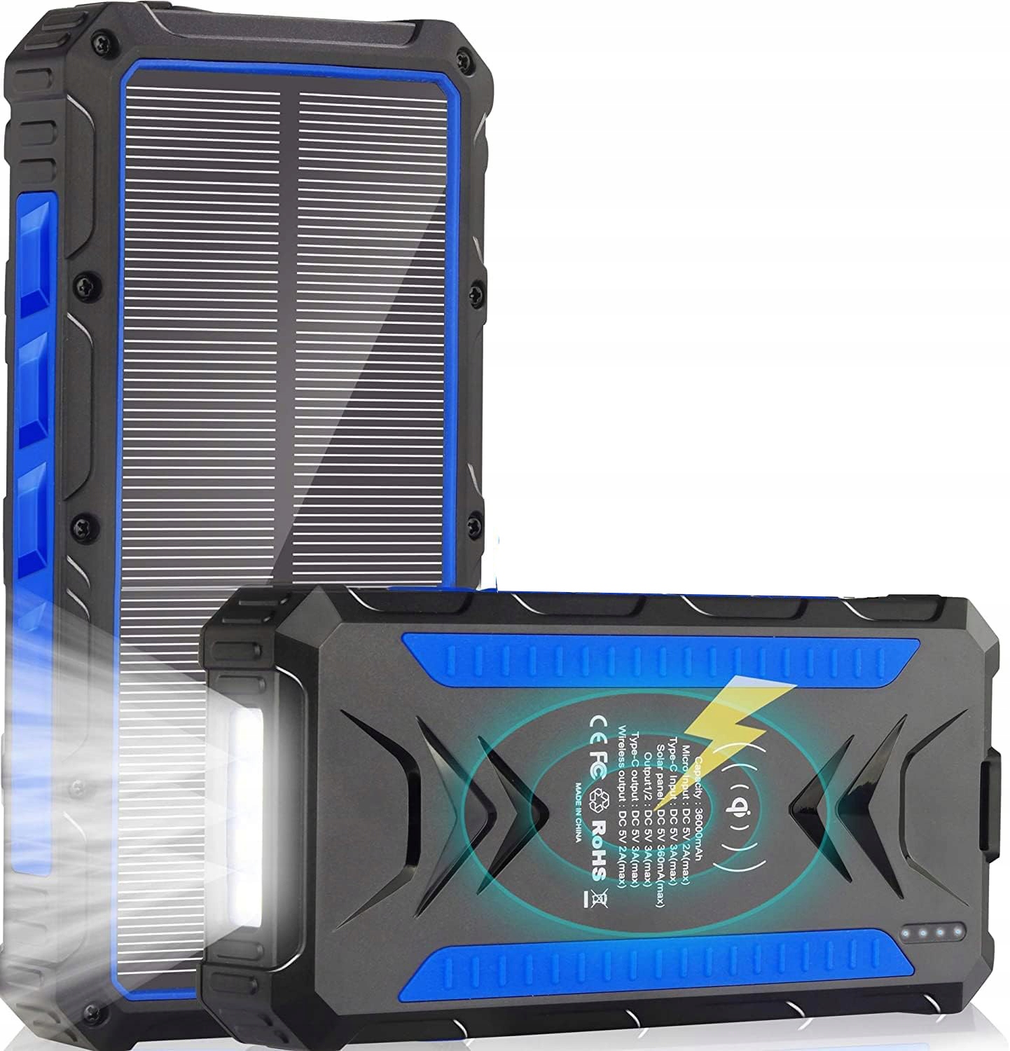 POWERBANK ŁADOWARKA SOLARNY 36000mAh LATARKA BEZPRZEWODOWY