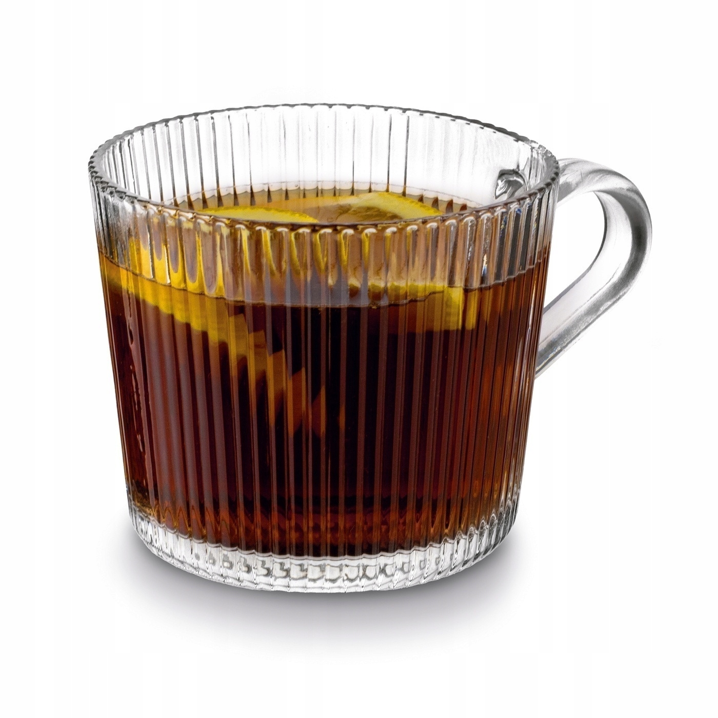 Duży SZKLANY KUBEK DO KAWY herbaty OZDOBNA SZKLANKA do napojów PASKI 400ml Linia Sue