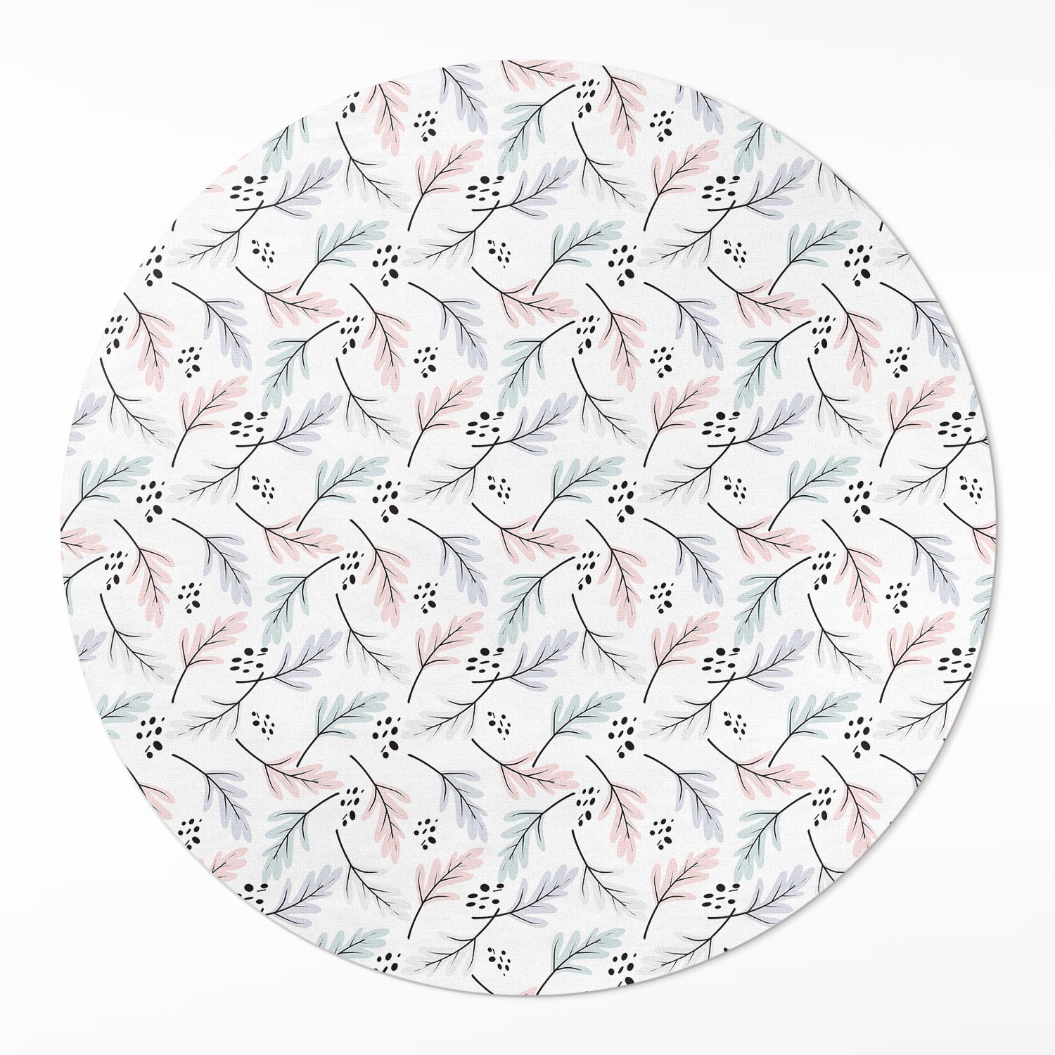 Okrúhly vinylový Behúň Pastelové jemné rastliny v štýle boho ⌀ 130 cm