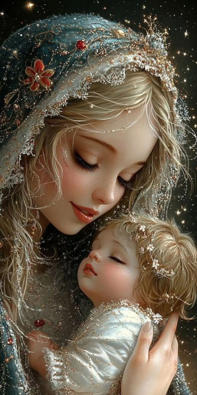 Diamantová výšivka Ježíš Maria Náboženství Nebe Diamanty Čtvercové XXL 40x80 cm