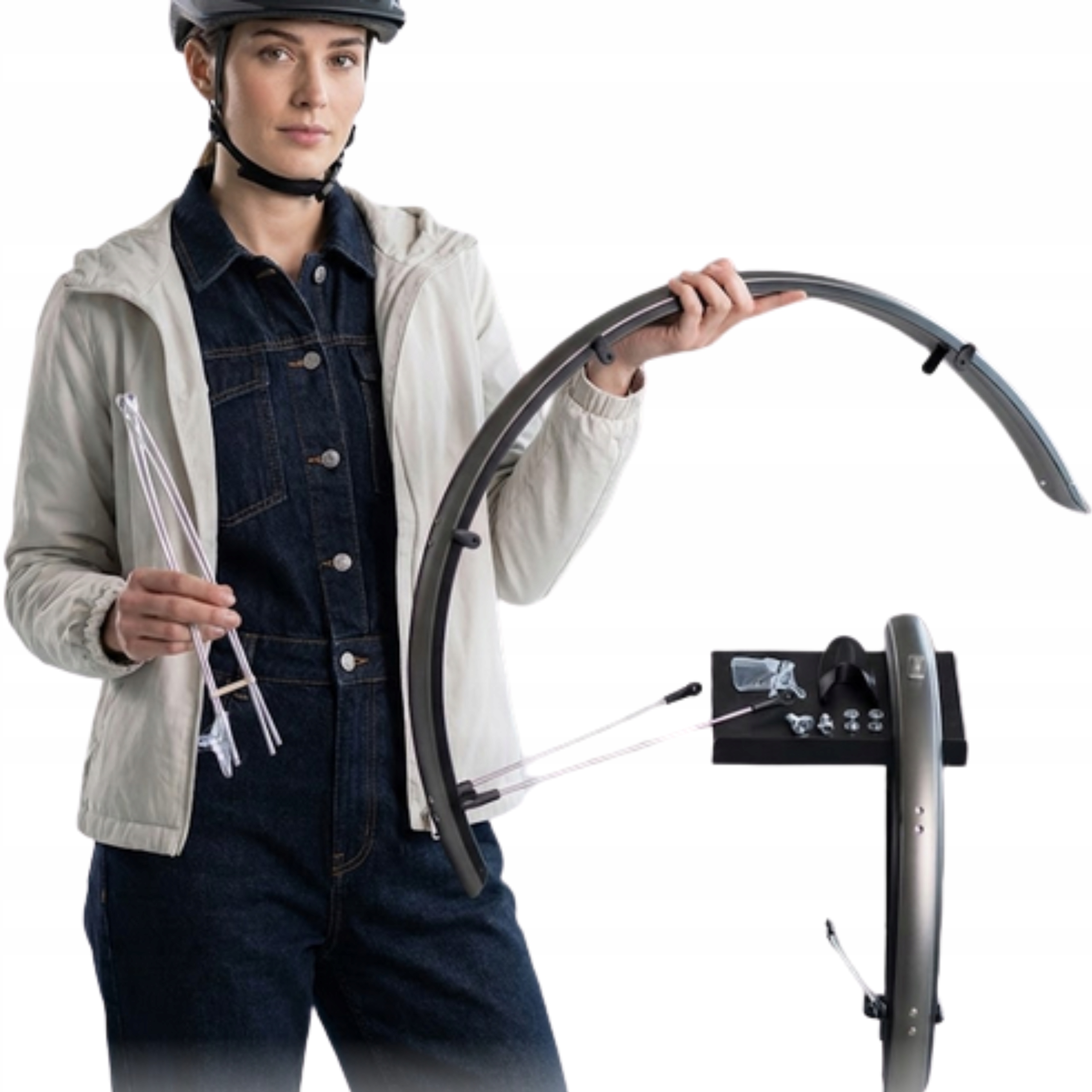 Błotniki 28'' Orion 53mm Pełne Grafit/Czarne – Wsporniki Chlapacz