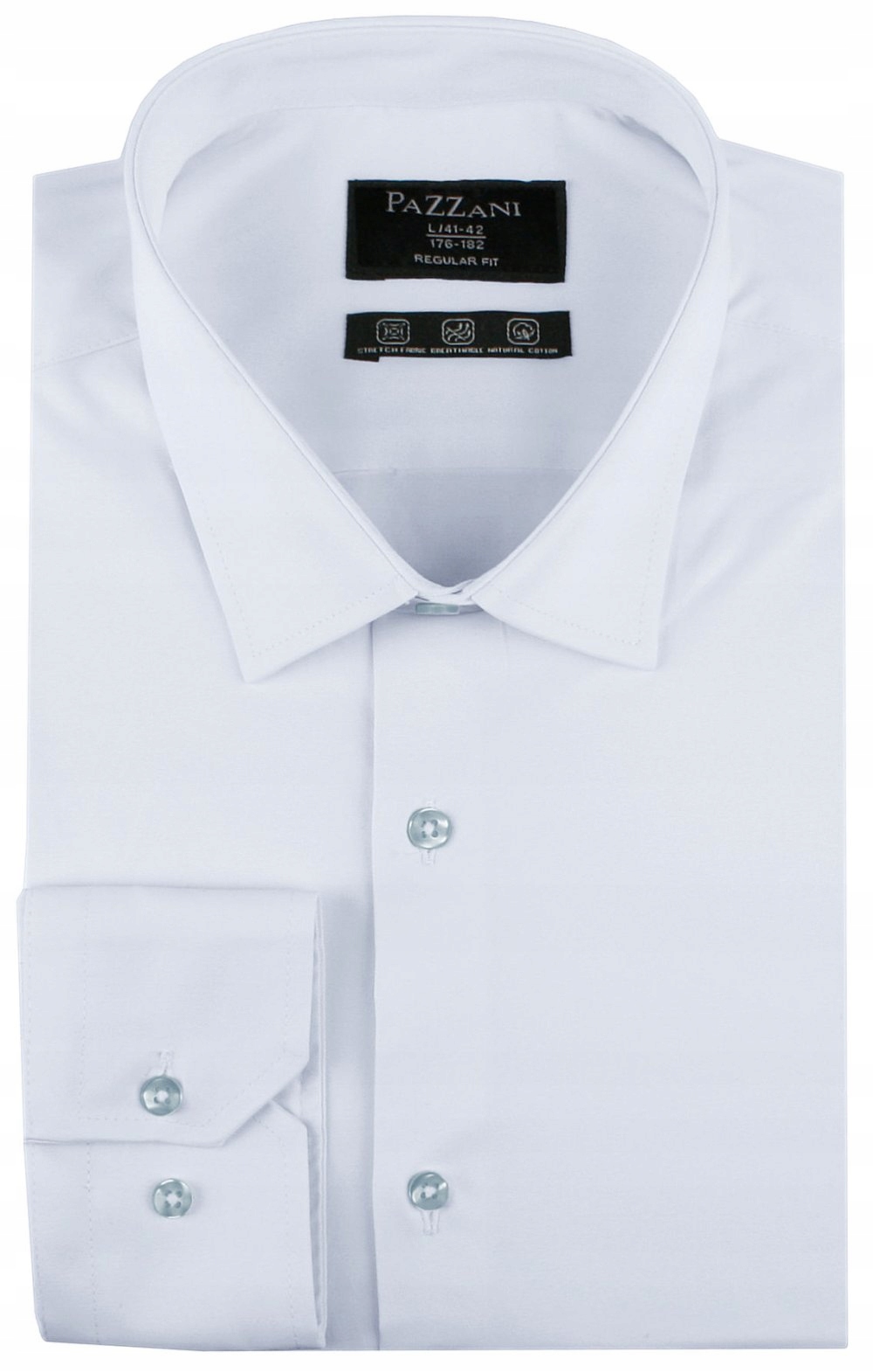 Jednobarevná bavlněná košile s jednoduchým střihem modrá 40/176-182