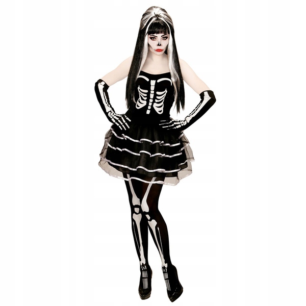 Kostým Paní Kostra S Rukavicemi Halloween Xs
