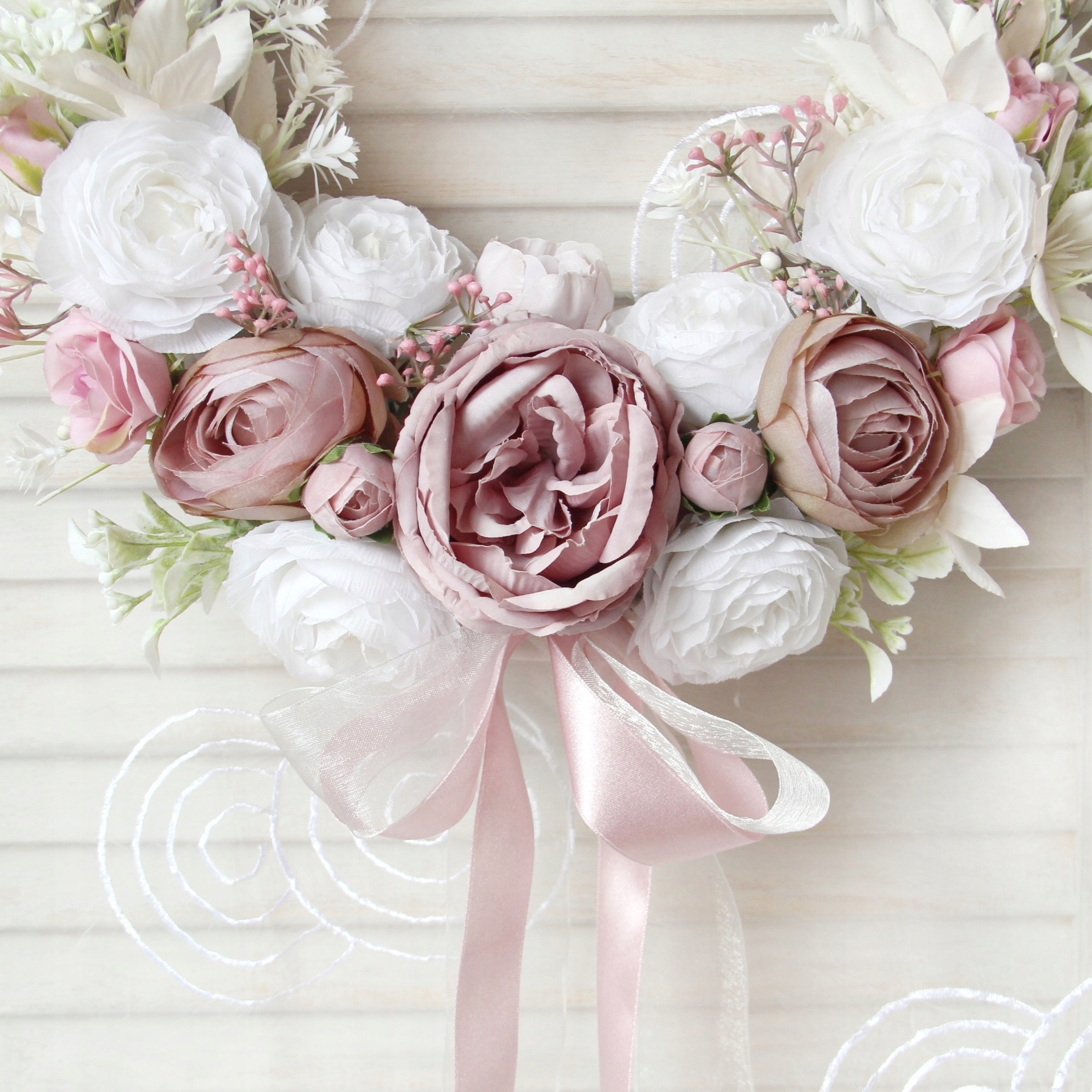 WHITE PINK wianek shabby30-35cm Antadio Marka inna