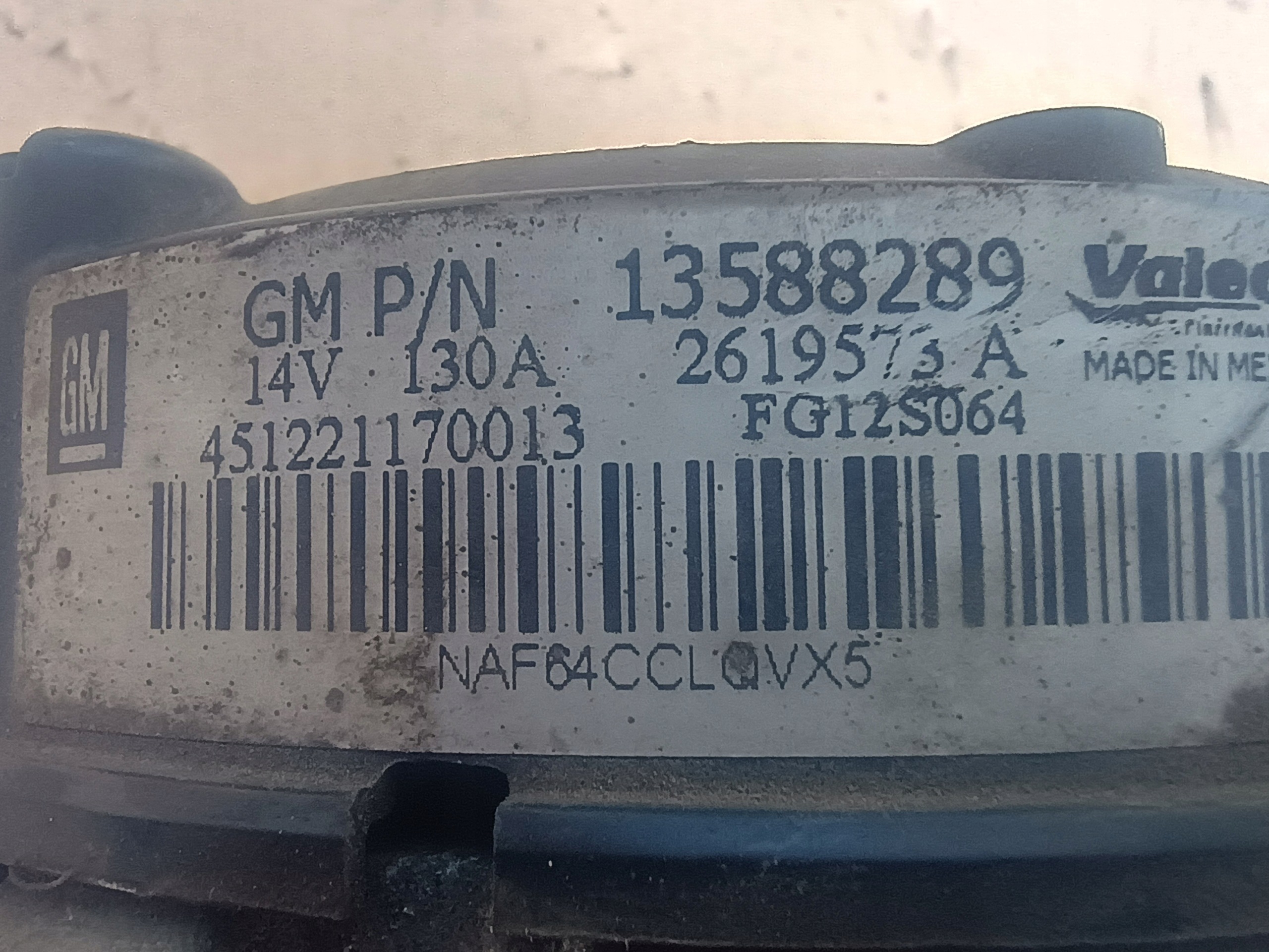 ALTERNATOR 13588289 OPEL 1.4 T