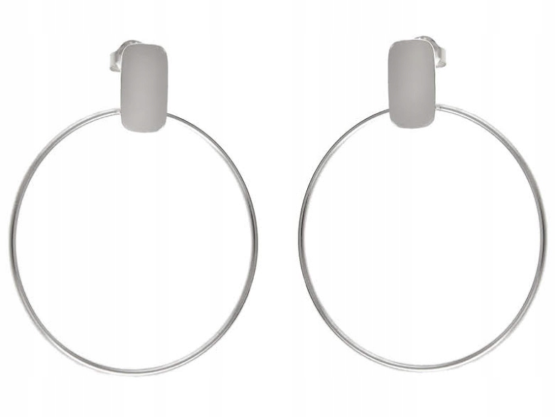 

925 Srebrne Duże Kolczyki Koła Kreski Na Sztyft