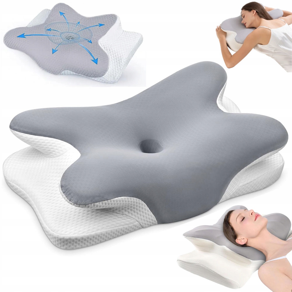 Poduszka Ortopedyczna Z Pianki Pamięci Ergonomiczna Szara 65x37.9x13.3CM