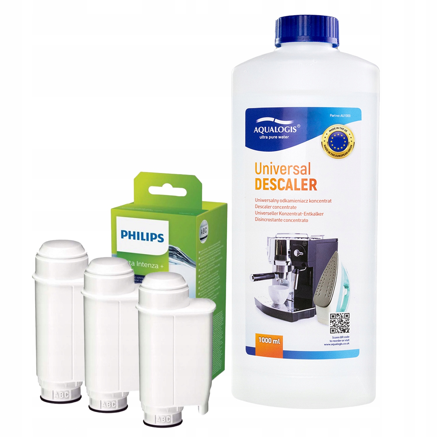 3x Filtr vody Intenza+ CA6702/00 pro kávovar Philips Odvápňovač 1 L