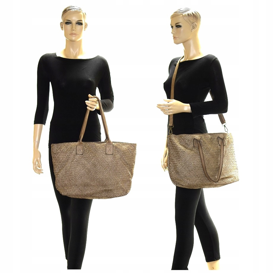 TOREBKA SHOPPER SKÓRA NAT. PLECIONA BEŻOWA 983B Płeć kobieta